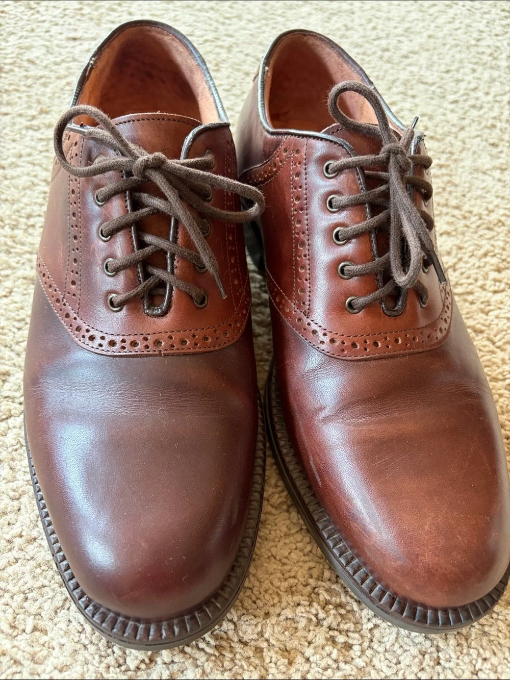 Florsheim @ ease Two-tone Brown Leather Oxford Brogue Saddle Shoe Mens 10.5 M